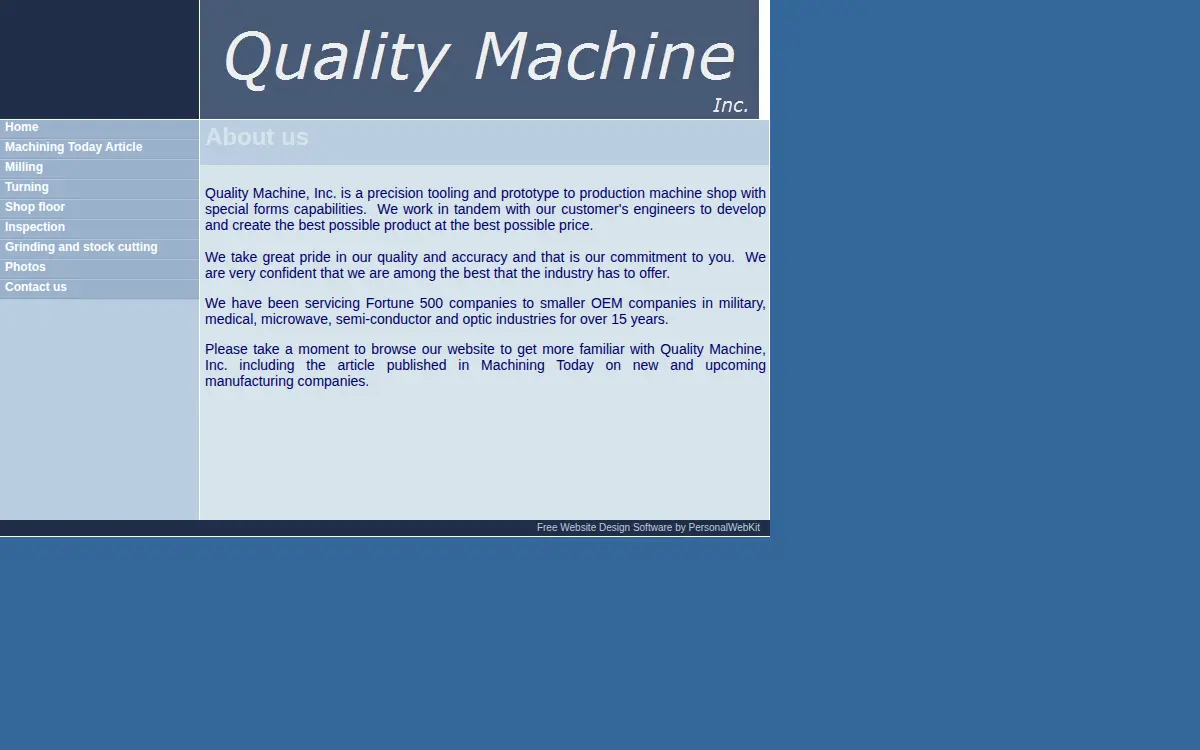 Homepage of Quality Machine INC