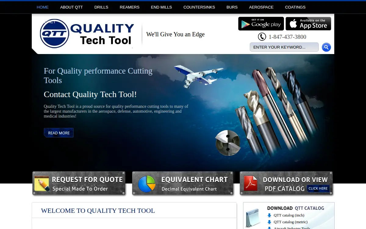 Homepage of Quality Tech Tool, INC.