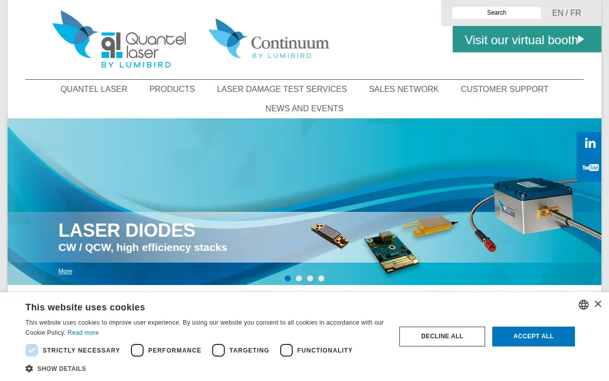 Homepage of Lumibird Photonics Usa, INC.
