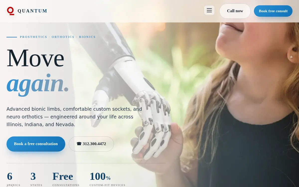 Homepage of Quantum Prosthetics & Orthotics LLC
