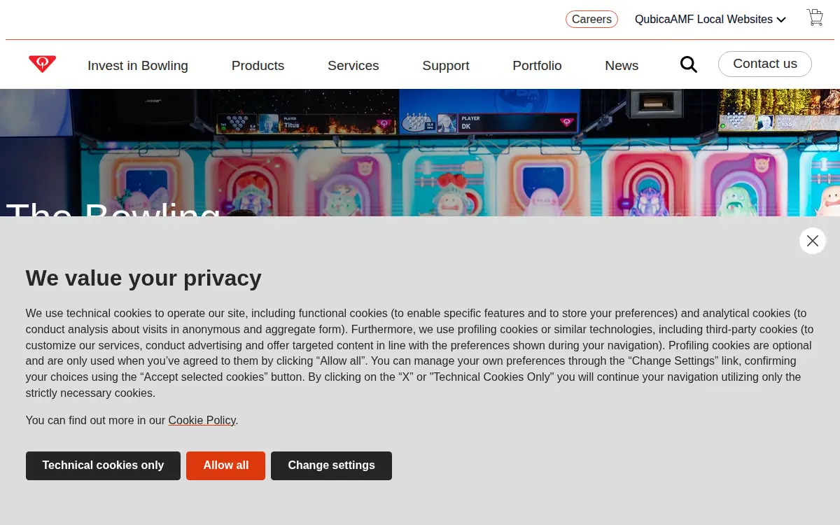 Homepage of Qubicaamf Worldwide, LLC