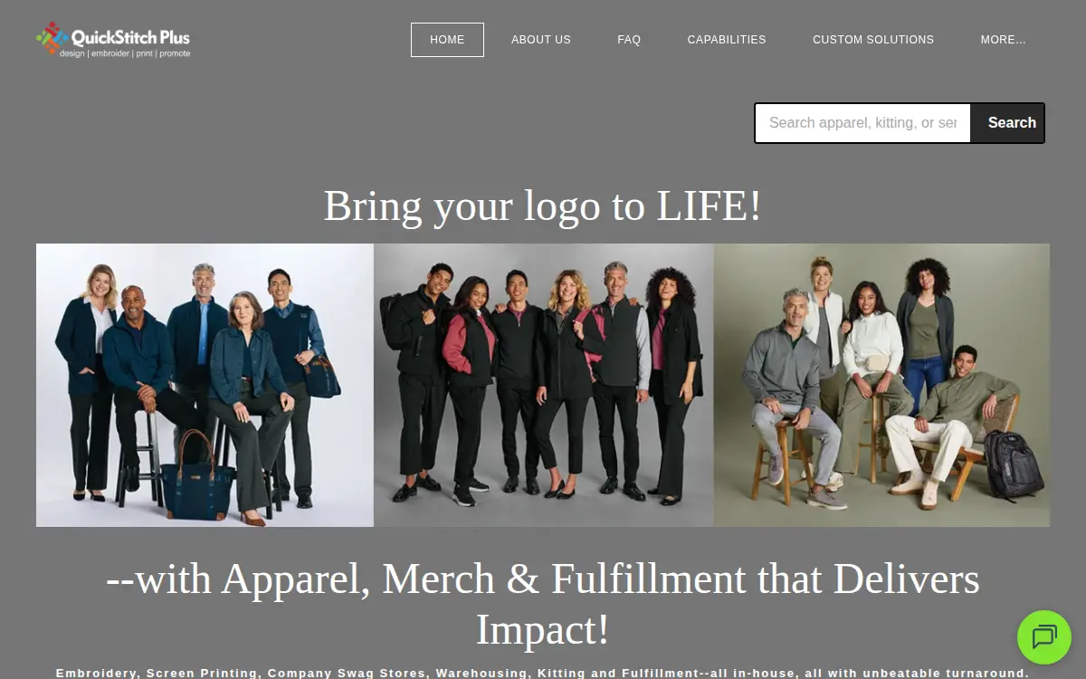 Homepage of Quickstitch Plus LLC