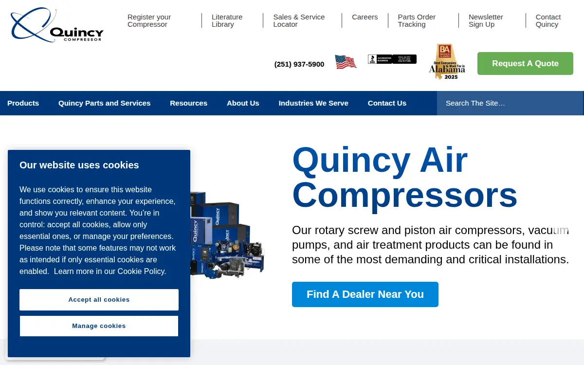 Homepage of Quincy Compressor LLC