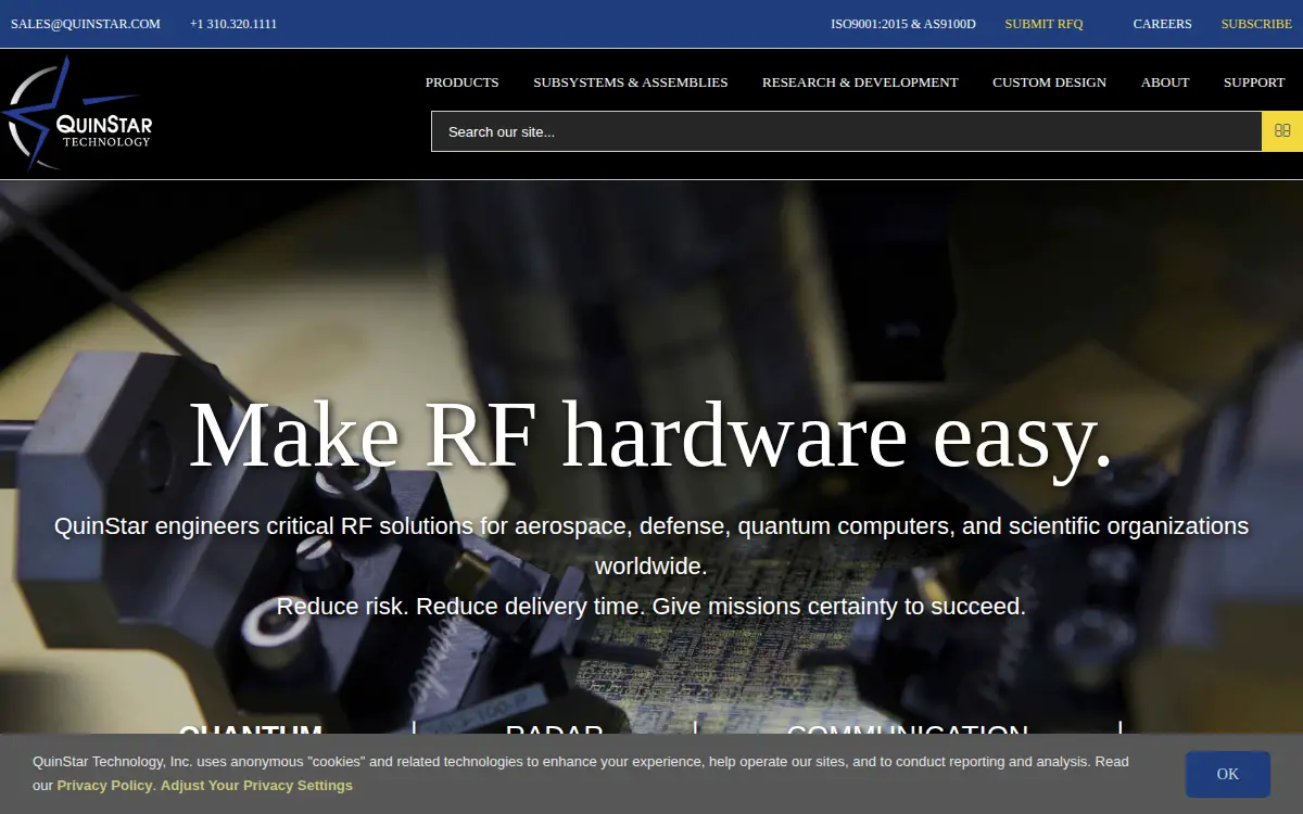 Homepage of Quinstar Technology, Incorporated