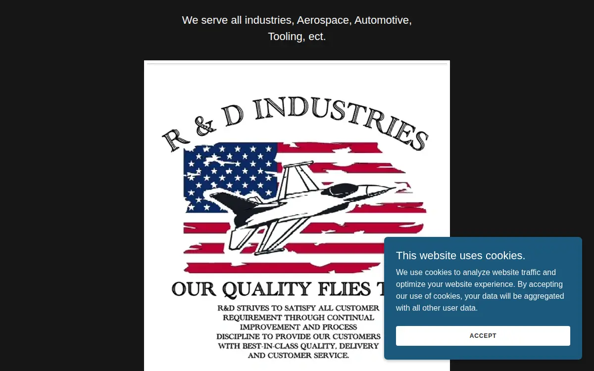Homepage of R & D Industries, LLC