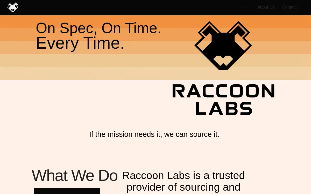 Homepage of Raccoon Labs LLC