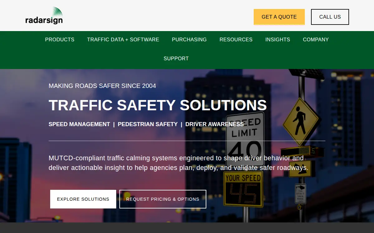 Homepage of Radarsign LLC