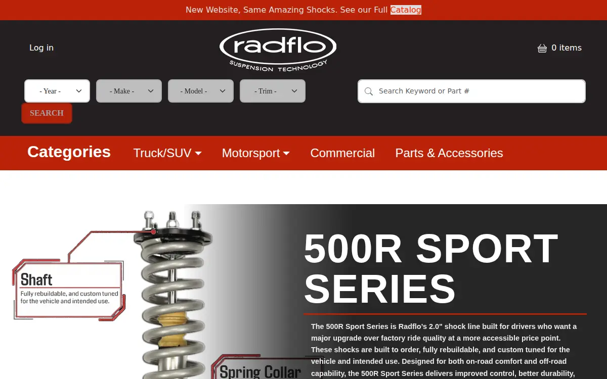 Homepage of Radflo Suspension Technology