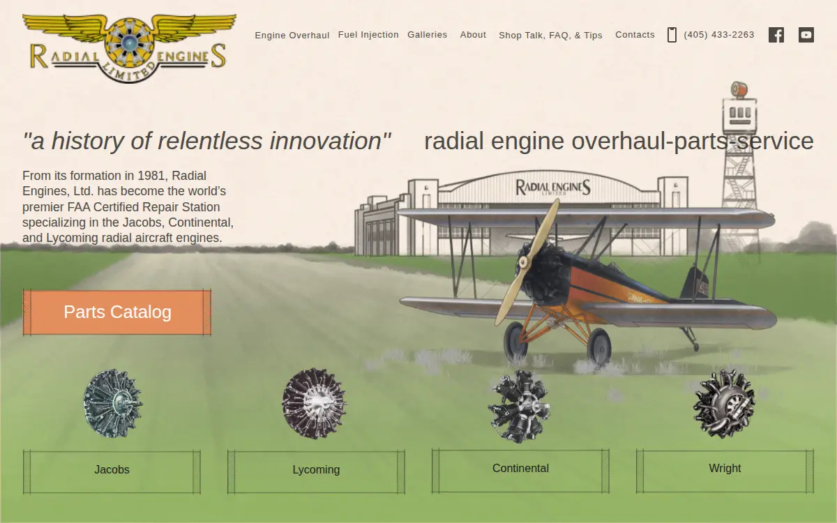 Homepage of Radial Engines Limited, Lc