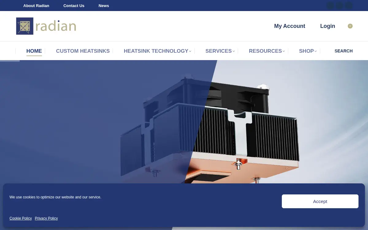 Homepage of Radian Thermal Products, INC.