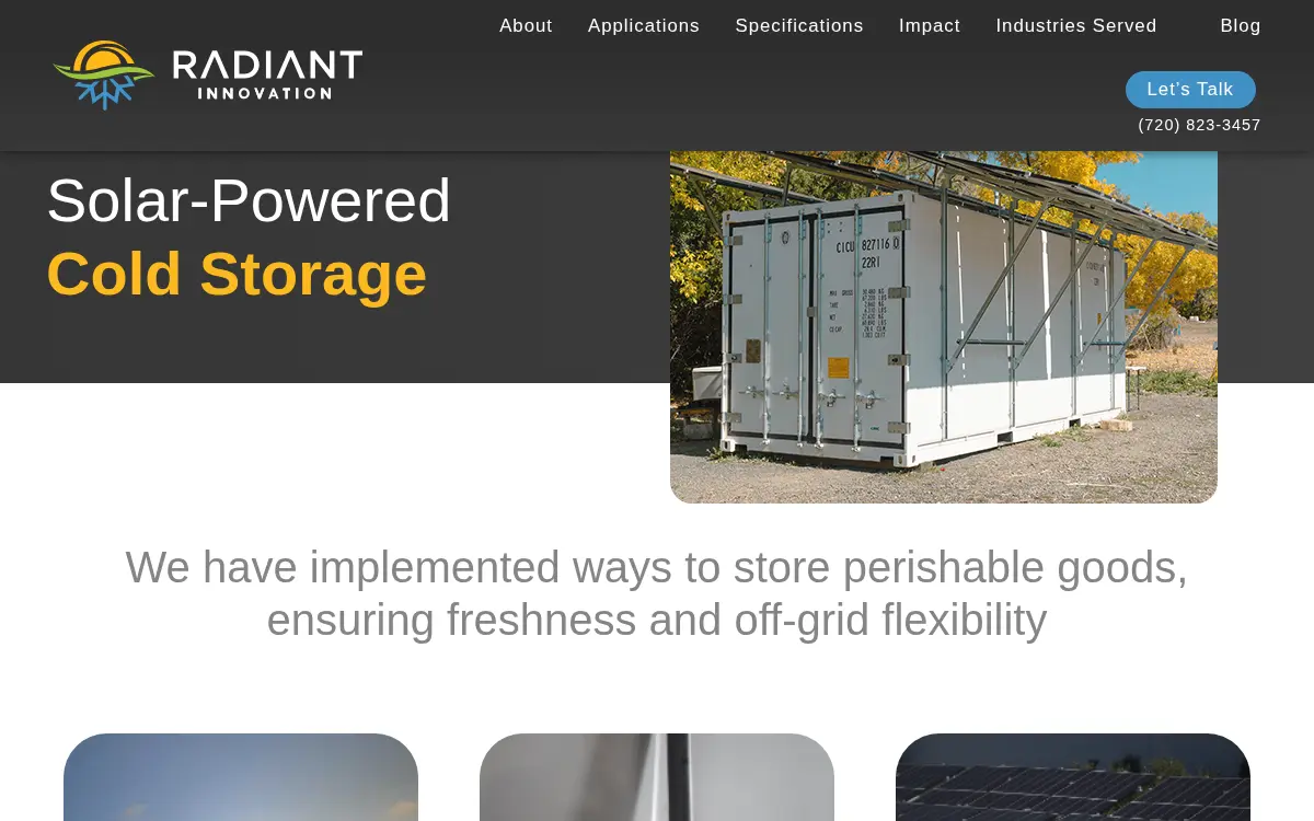 Homepage of Radiant Innovation LLC