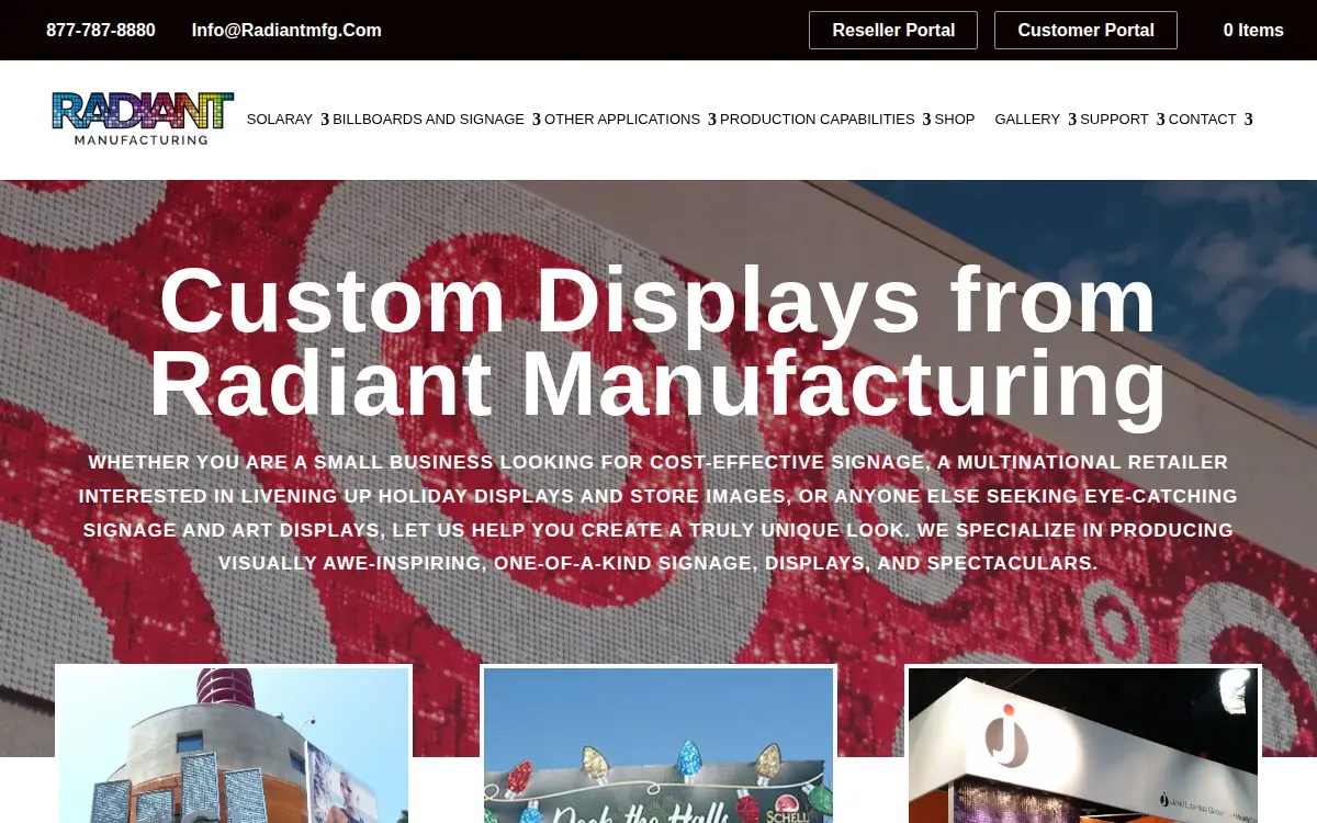 Homepage of Radiant Manufacturing INC