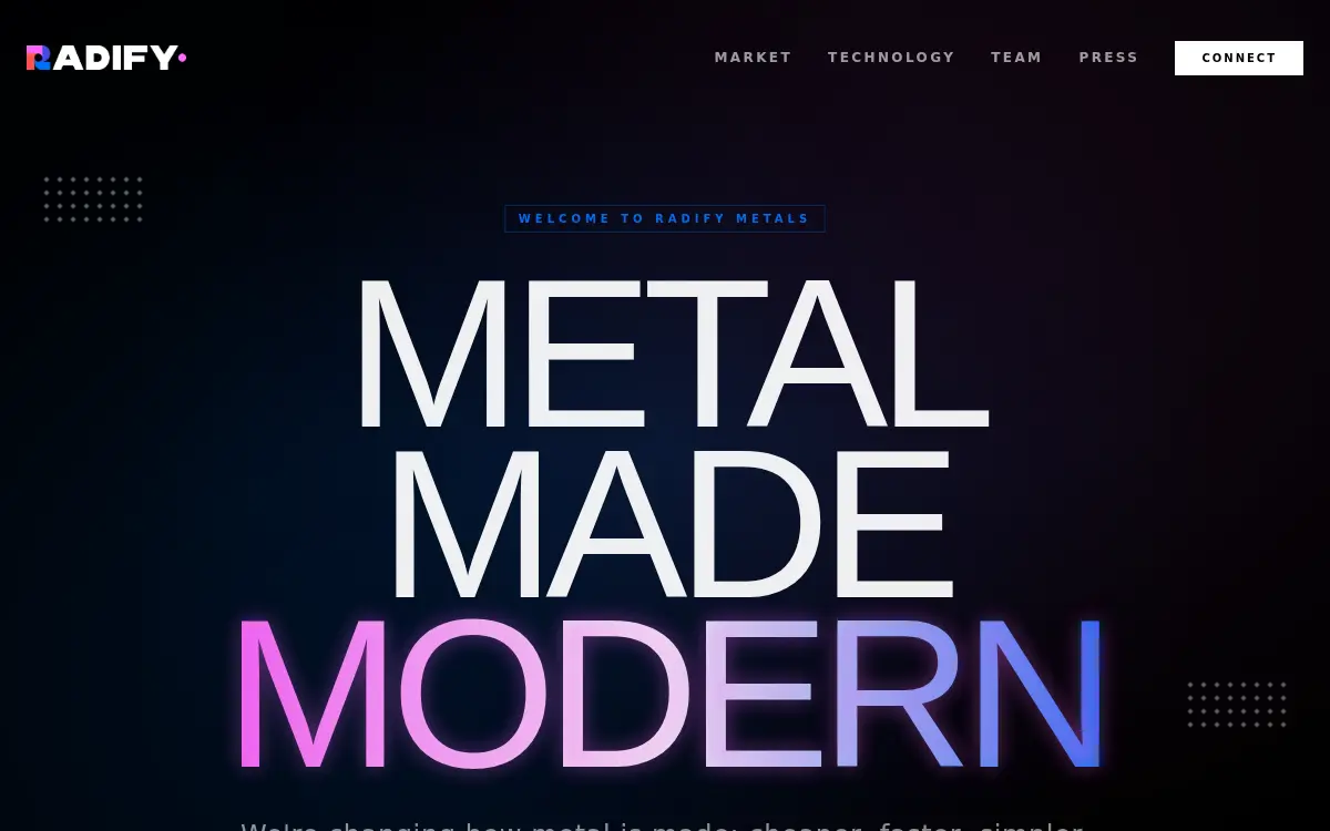 Homepage of Rareform Metals INC.