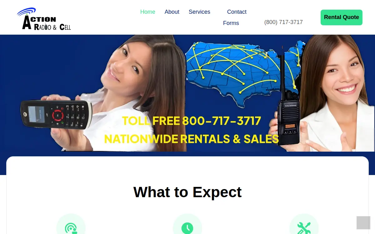 Homepage of Action Radio and Cell INC