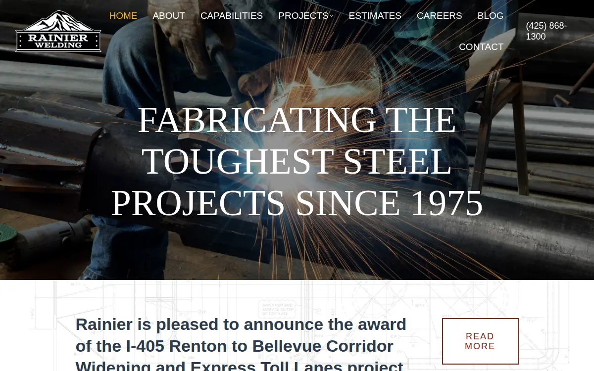 Homepage of Rainier Welding Partners, LLC