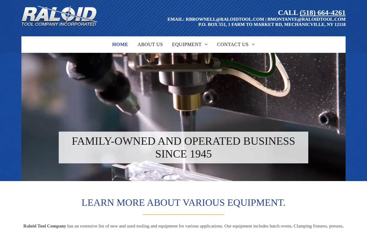 Homepage of Raloid Tool Co., INC.