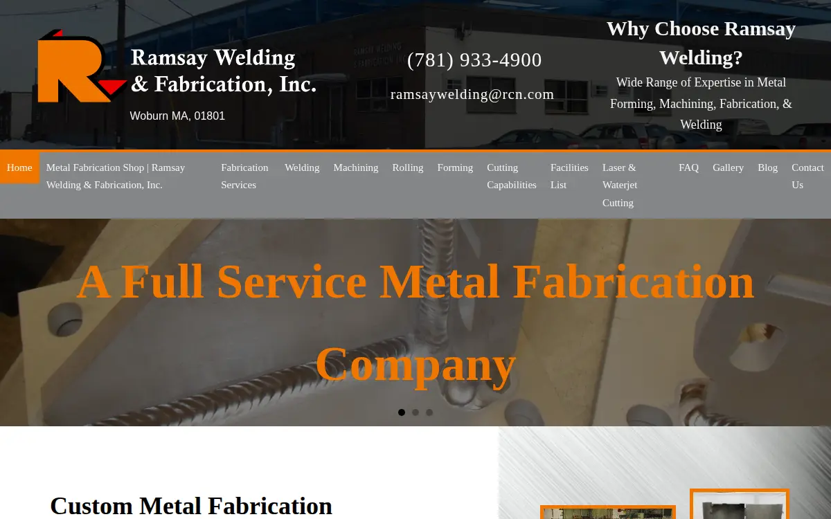 Homepage of Ramsay Welding & Fabrication, INC.