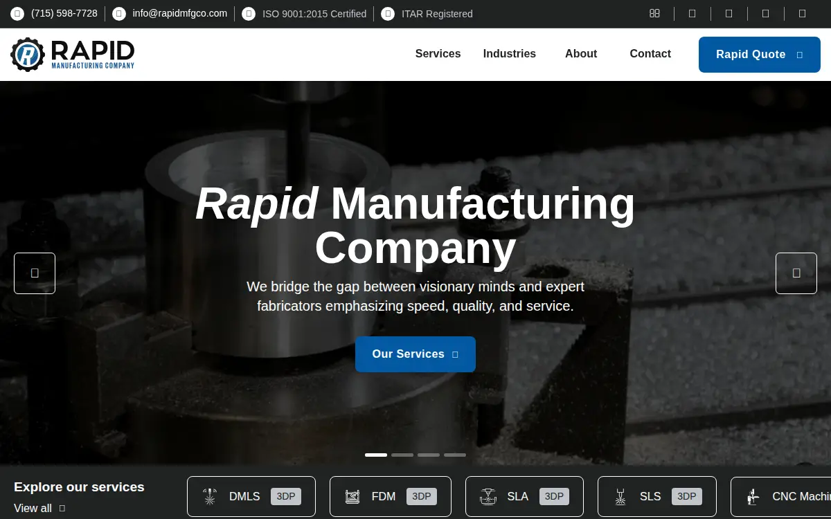 Homepage of Rapid Manufacturing Company, LLC