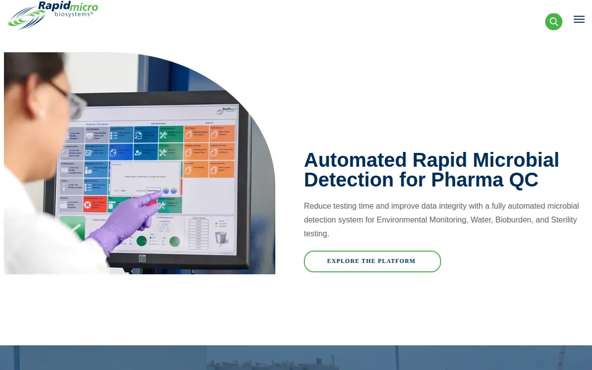 Homepage of Rapid Micro Biosystems, INC.