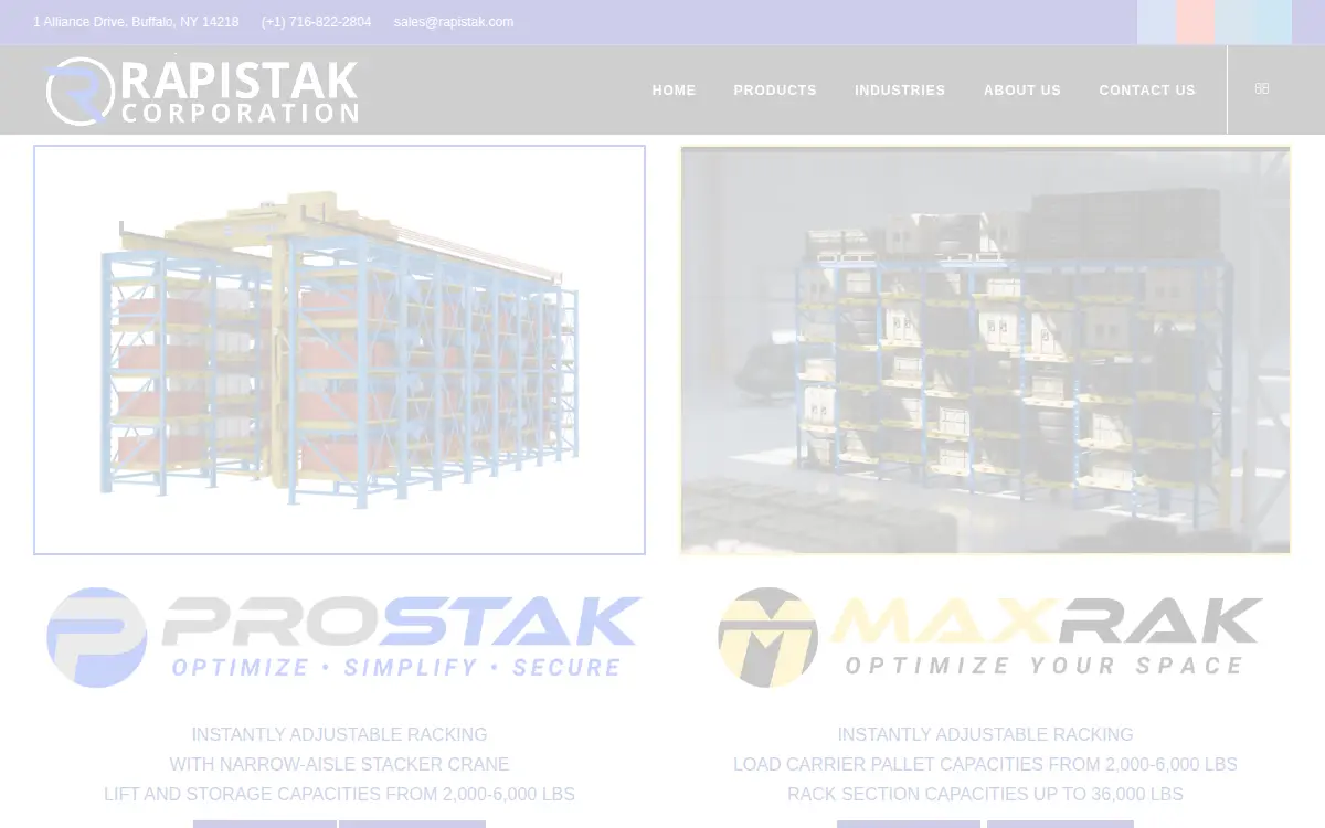Homepage of Rapistak Corporation