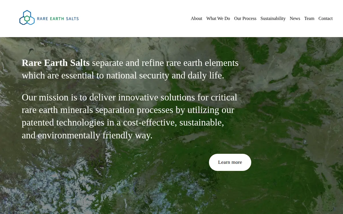 Homepage of Rare Earth Salts Separations and Refining LLC