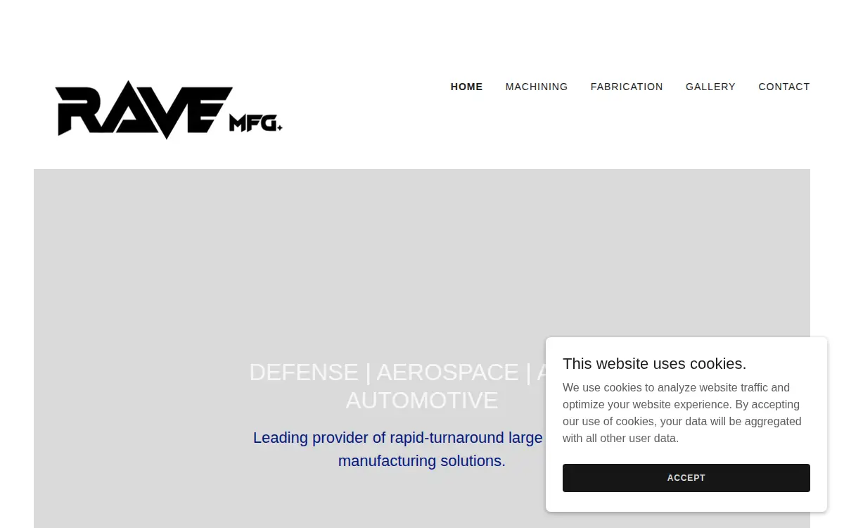 Homepage of Rave Manufacturing INC