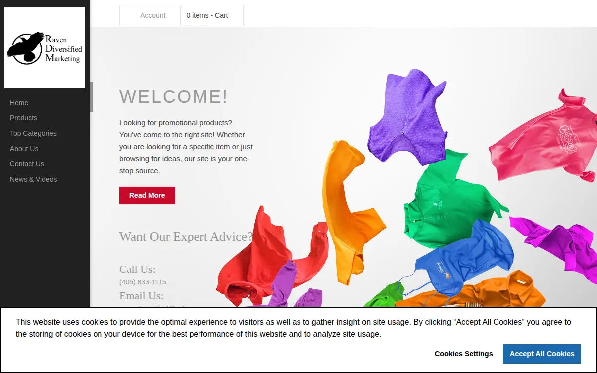 Homepage of Raven Diversified Marketing, L.l.c.