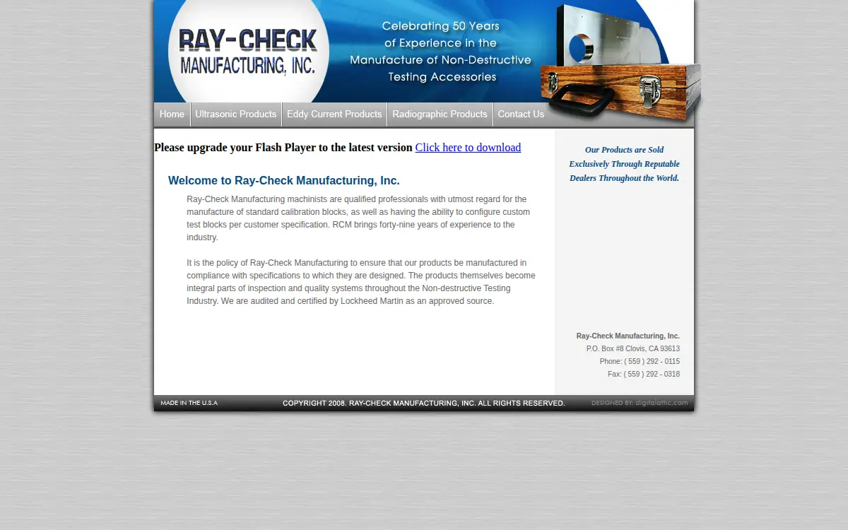 Homepage of Ray-check Manufacturing, INC.
