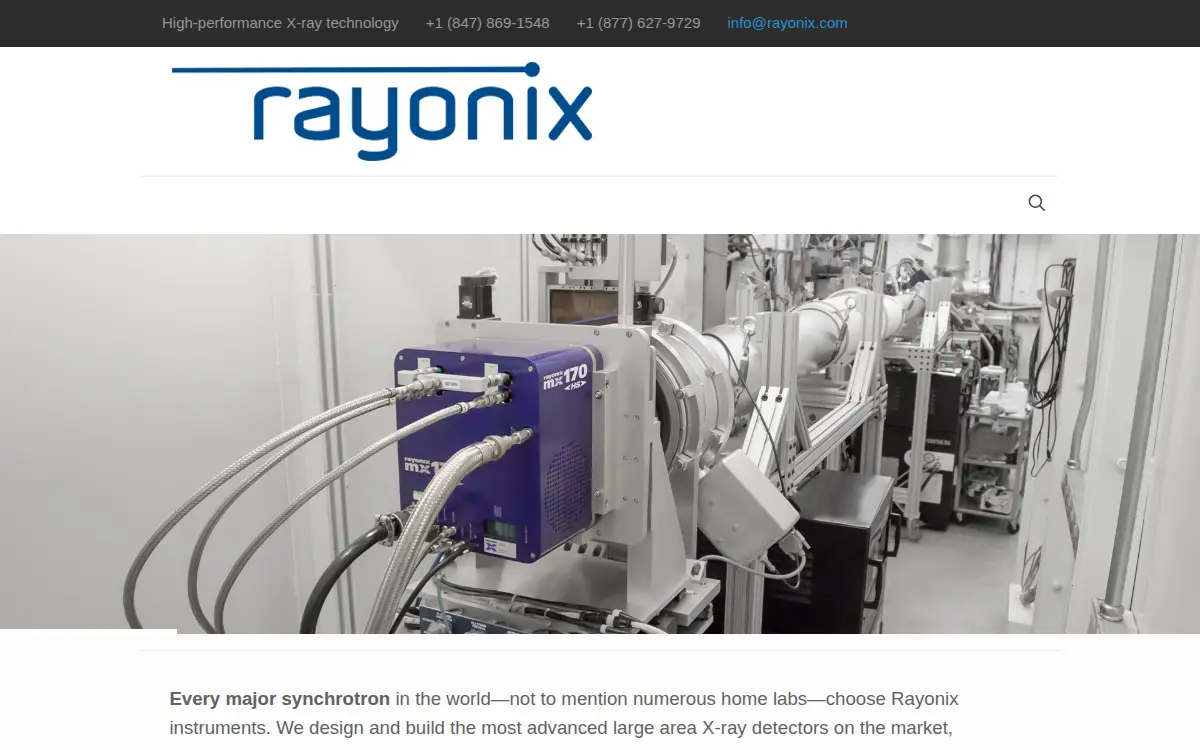 Homepage of Rayonix, L.l.c.
