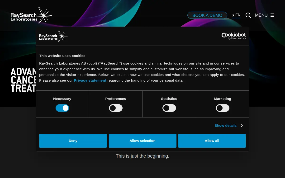 Homepage of Raysearch Americas INC.