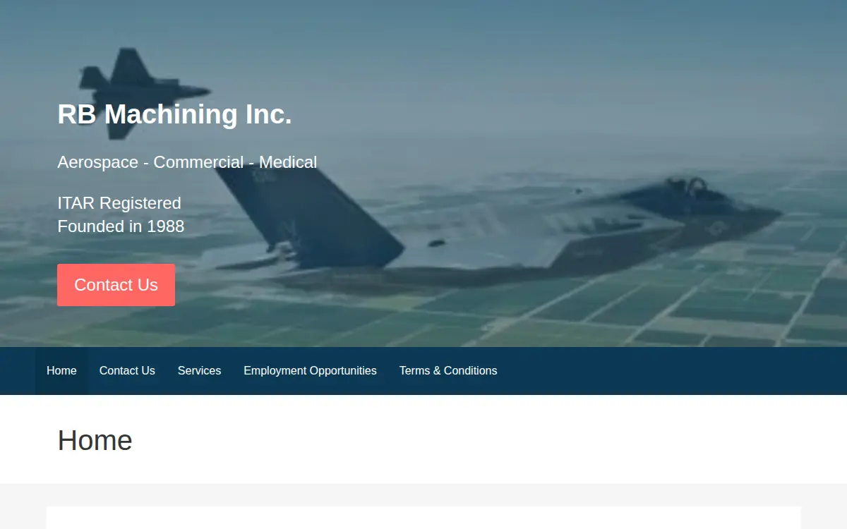Homepage of Rb Machining, INC.