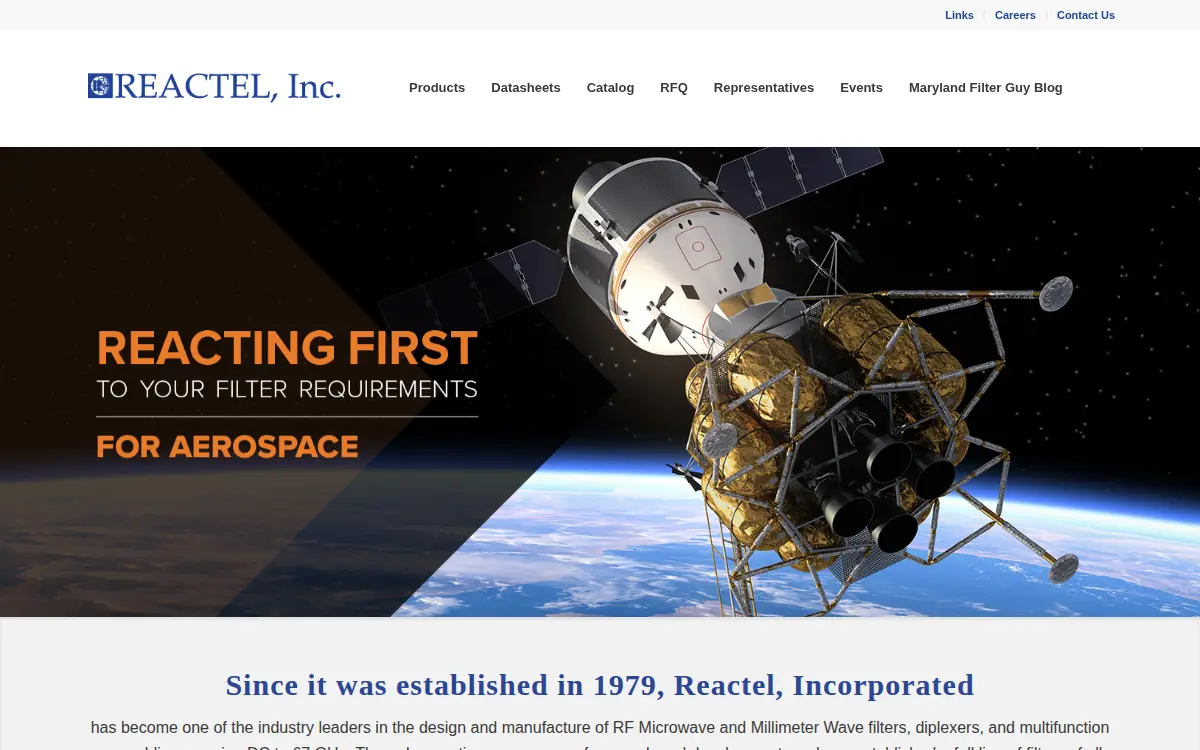 Homepage of Reactel, INC.