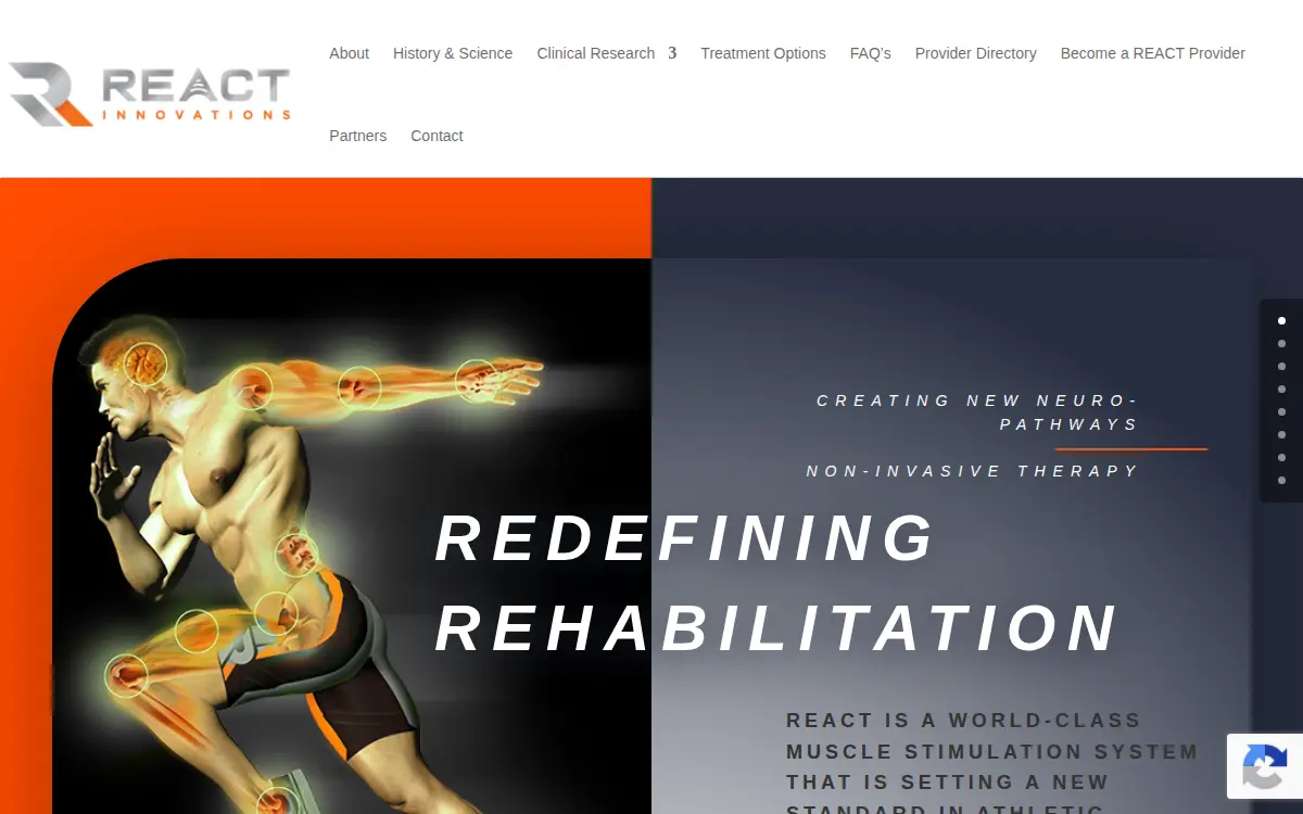 Homepage of React Holdings INC.