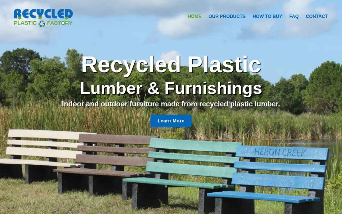 Homepage of Recycled Plastic Factory, LLC