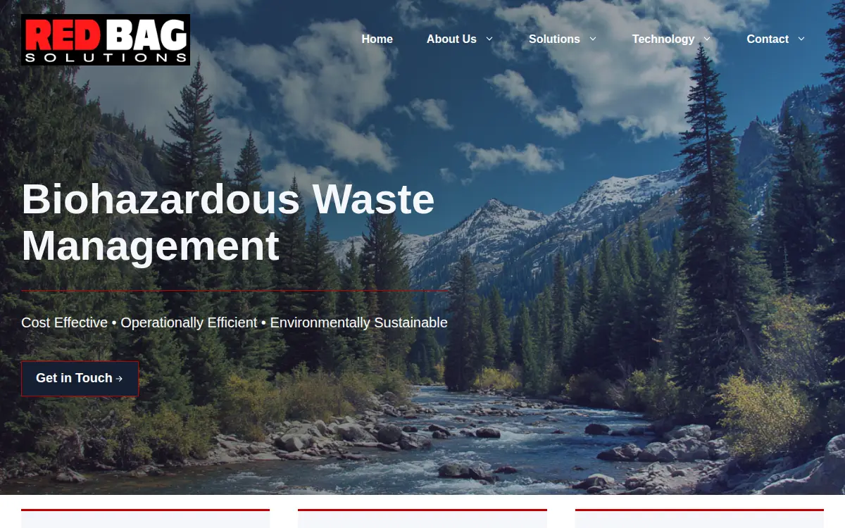 Homepage of Red Bag Solutions, INC