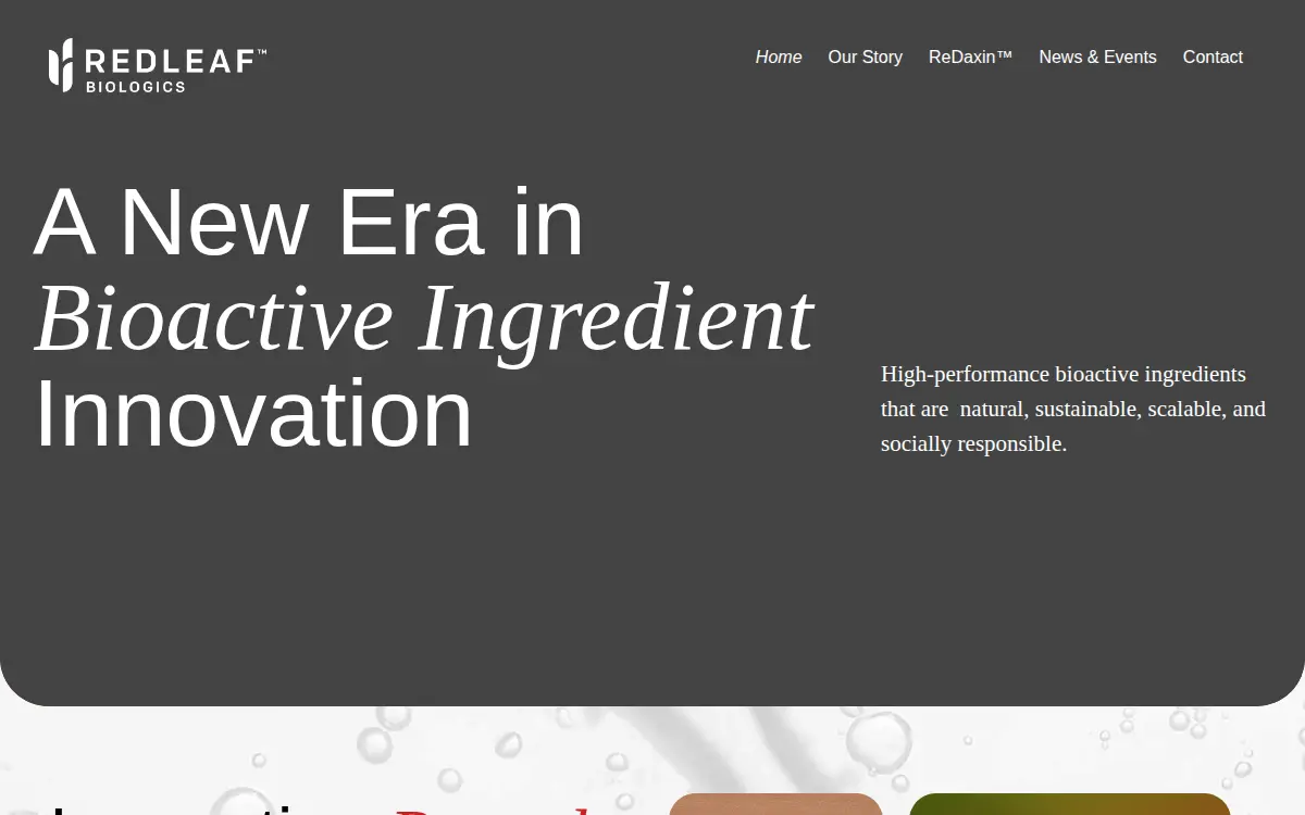 Homepage of Redleaf Biologics, INC.