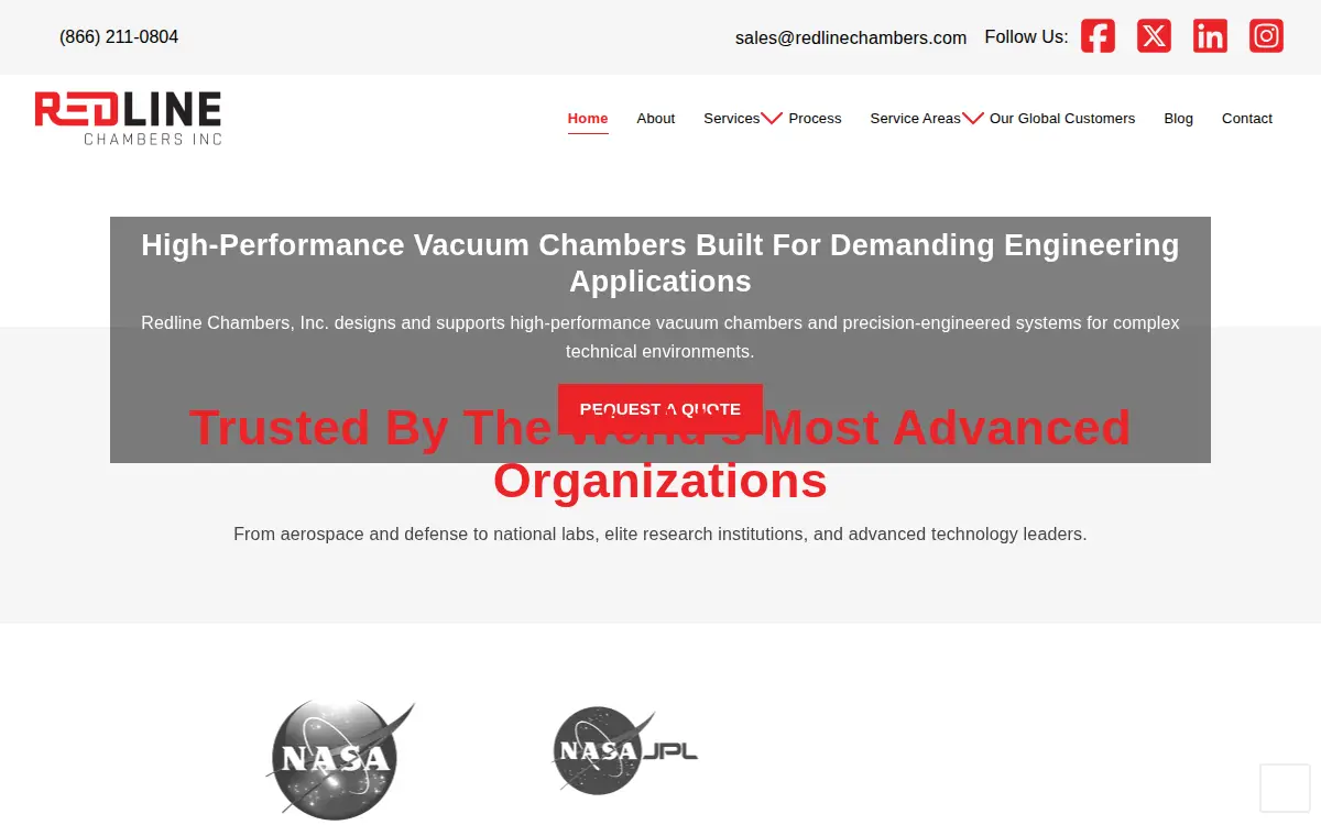 Homepage of Redline Chambers INC