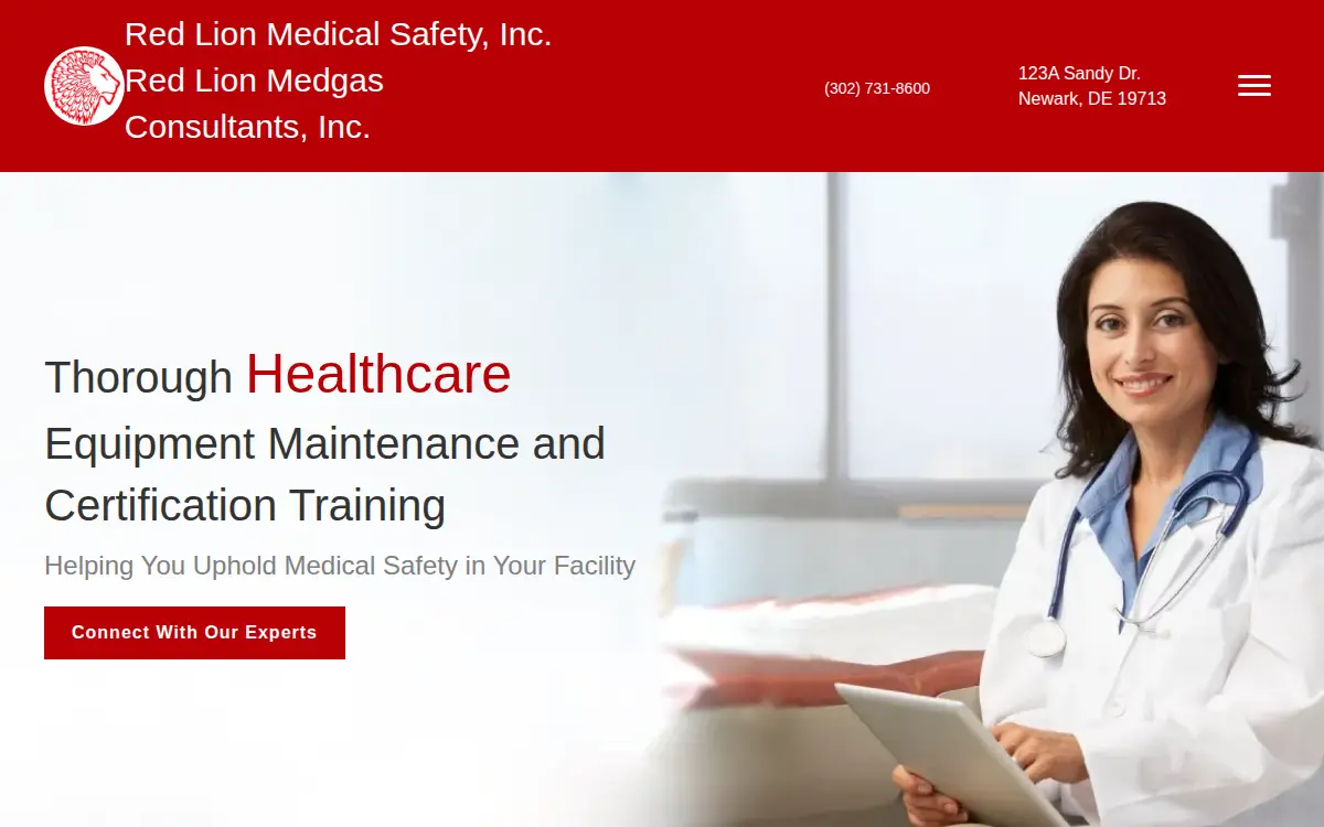 Homepage of Red Lion Medgas Consultants INC