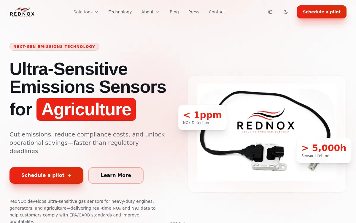 Homepage of Rednox, INC.