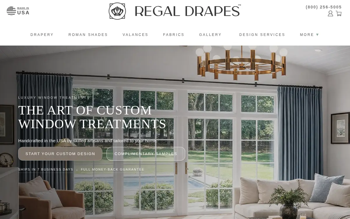 Homepage of Regal Drapes LLC