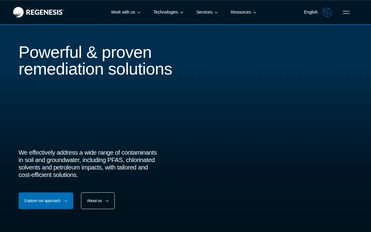 Homepage of Regenesis Bioremediation Products