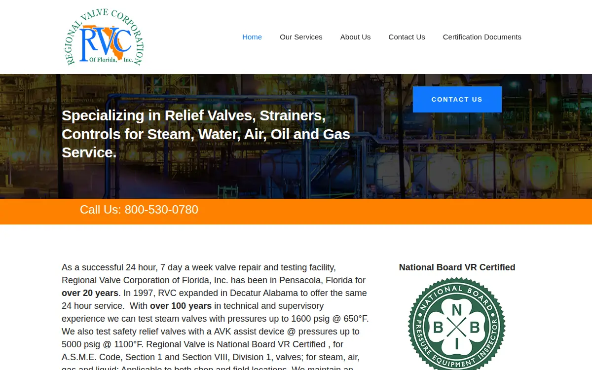 Homepage of Valve Technology Services, INC.