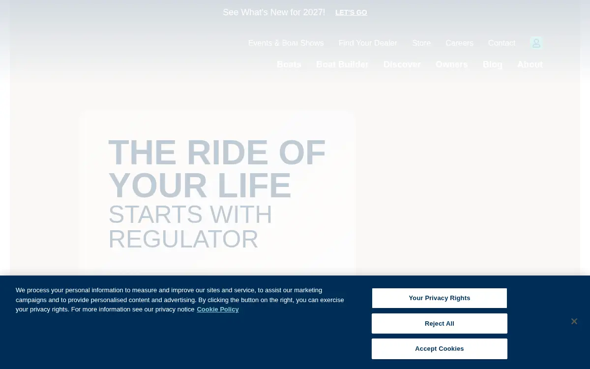 Homepage of Regulator Marine, INC.