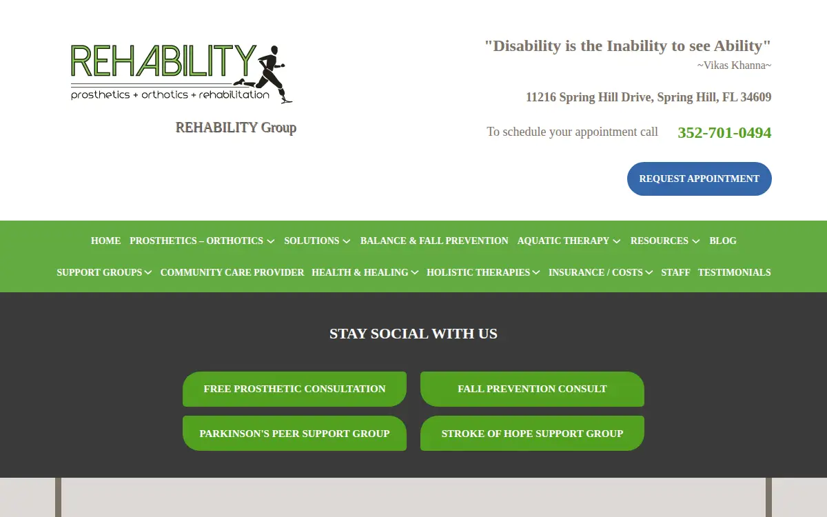 Homepage of Rehability, LLC