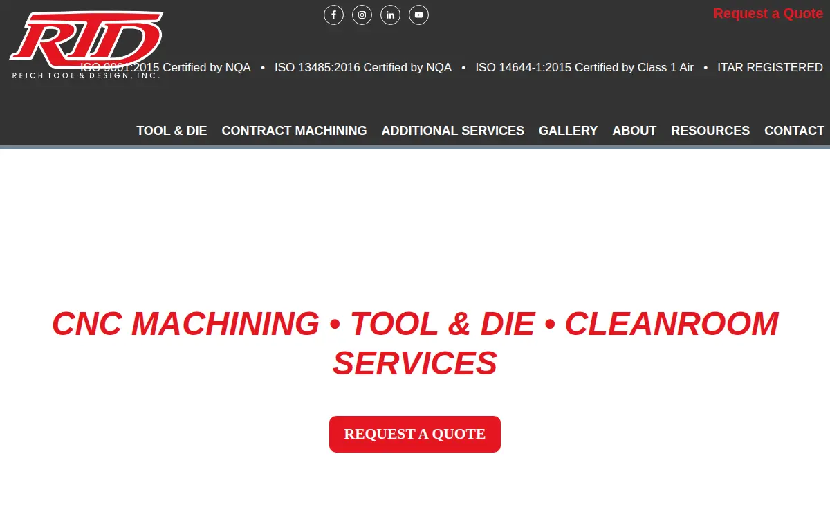 Homepage of Reich Tool & Design, INC.