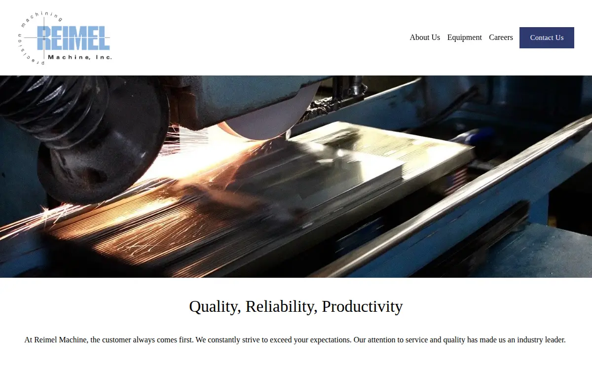 Homepage of Reimel Machine INC