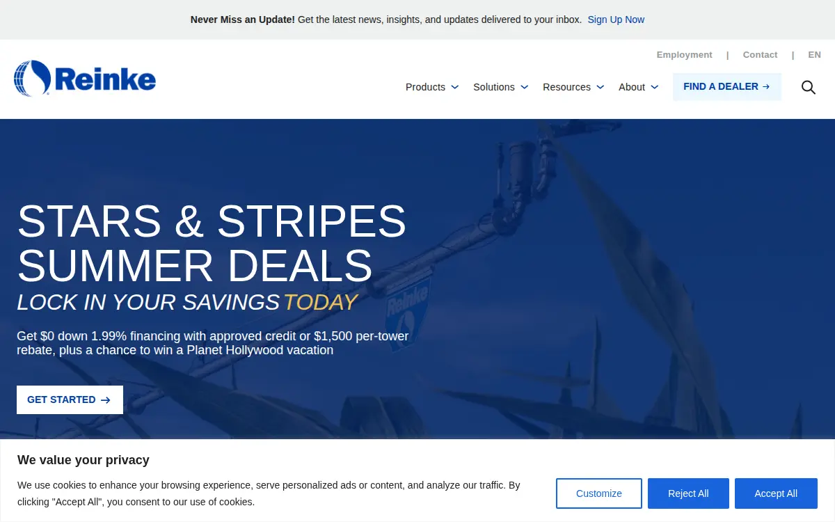 Homepage of Reinke Manufacturing CO INC