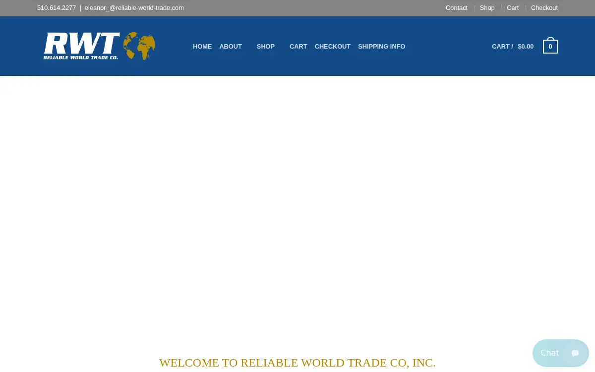 Homepage of Reliable World Trade Company, INC
