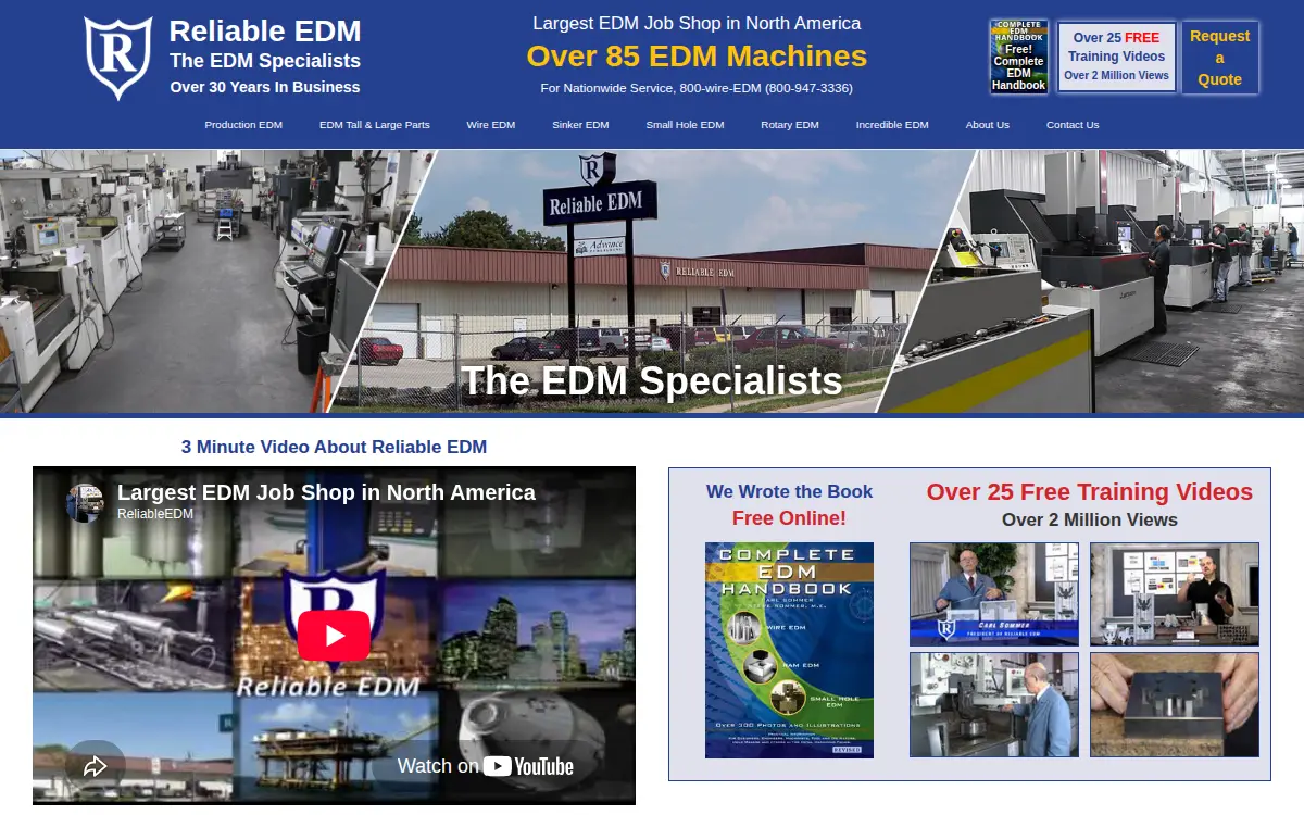 Homepage of Reliable Edm, LTD