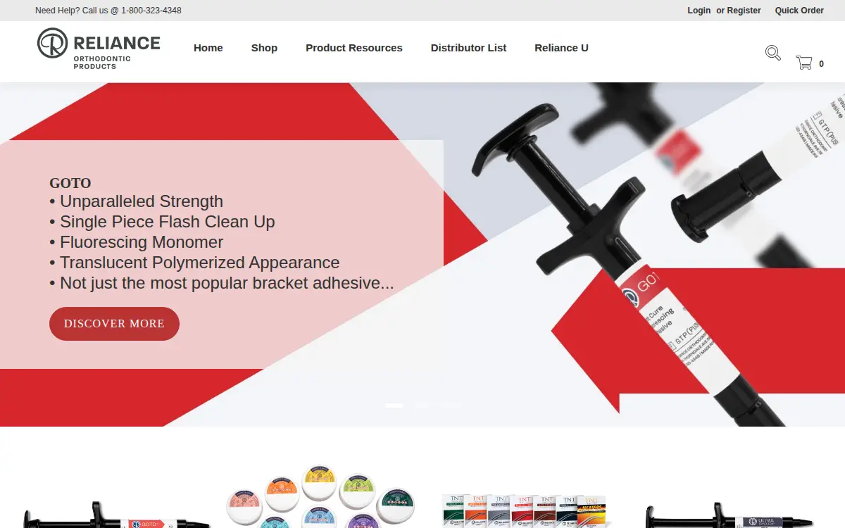 Homepage of Reliance Orthodontic Products, INC.